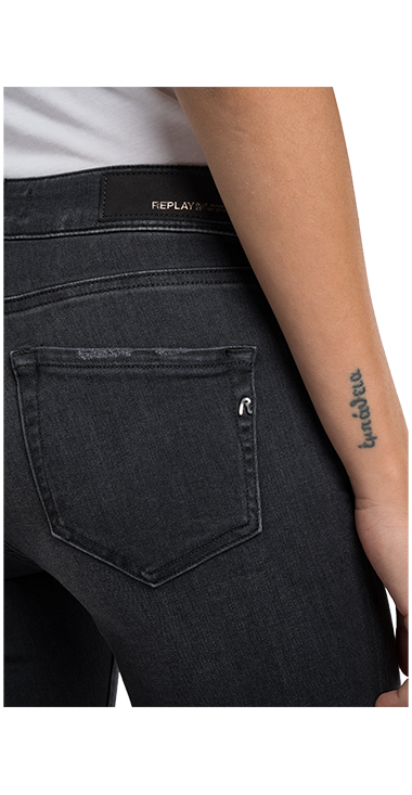 10OZブラックオーバーダイブラックストレッチフレアクロップレッグデニムFAABY FLARE CROP 詳細画像